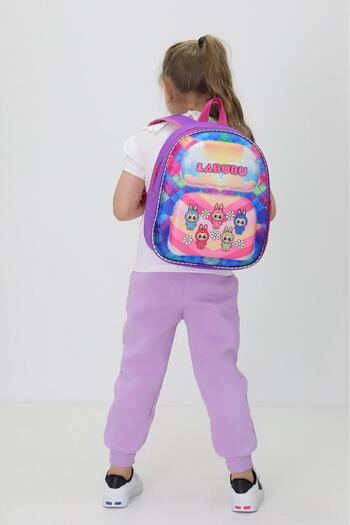 Probag Rucsac de școală pentru grădiniță pentru fete cu imprimeu cu caractere colorate LABUBU