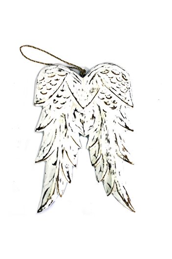 Cotomag Handmade Wooden Angel Wing and Heart, White
