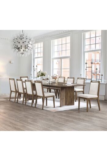 Danube Home Addison 1+10 Seater Solid Wood Dining Set - Oak/Beige