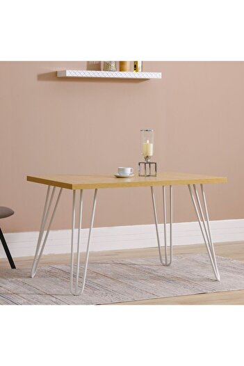 Danube Home Rizza 4-Seater Dining Table - Light Oak/White Melamine Finish, 120x80x75cm, Stylish & Durable Design