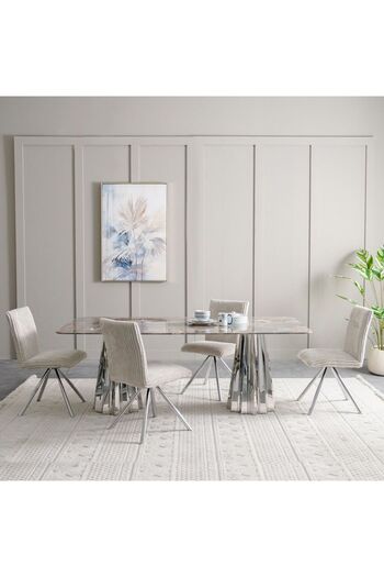Danube Home Derin 1+8 Seater Dining Set with Swivel Chair - Grey/Beige