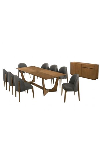Danube Home Cayden 1+8 Dining Set - Walnut