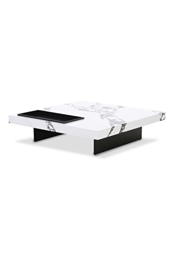 Danube Home Armada Coffee Table - White & Black - Stylish Wood & Metal Design - 2-Year Warranty
