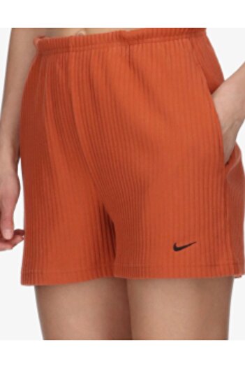 Nike Sportswear Yüksek Bel Pamuklu Kadın Spor Şort Yanmış gündoğumu