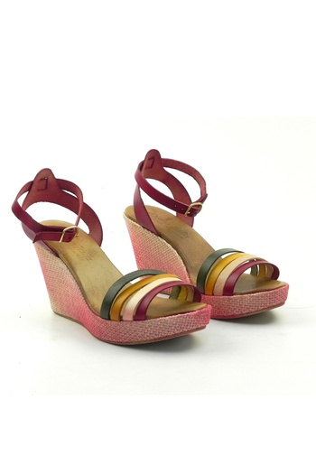 ZAZAMAG Women's sandals made of natural leather, red