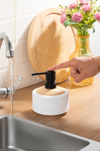 Porsima 3125 Bathroom and Kitchen Liquid Soap Dispenser 350ml White-Wood