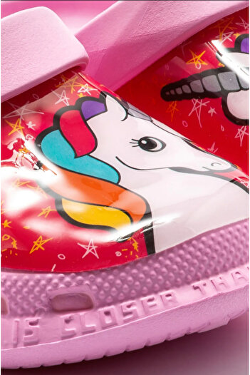 Twigy Üstten ışıklı Unicorn Baskılı Ortopedik Kaymaz Kız Çocuk Plaj kreş Terliği