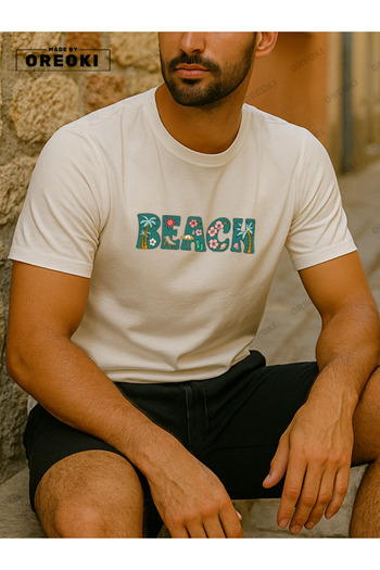 EFFRENATU Orki Beach Men's Summer White T-Shirt & Black Shorts Set