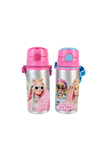 DODOMAR Barbie Metal Water Bottle / Water Bottle 500ml – Pink with Straw