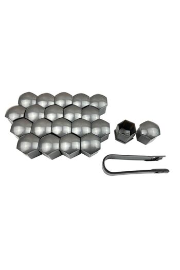 FVA Set 20 Caps for Wheel Nuts, 17mm, Includes Key, Dark Gray