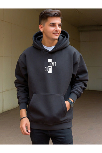 DEEPSENCE Unisex Μαύρο φούτερ με κουκούλα DON QUIT