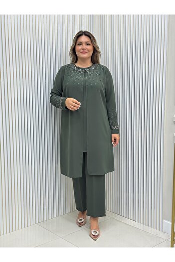GK Stone Embroidered Large Size Tunic Suit