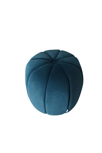 Danube Home Phupa Velvet Pumpkin Pouf Ottoman - Royal Blue, 44x44x42 cm, Upholstered Fabric, 2-Year Warranty