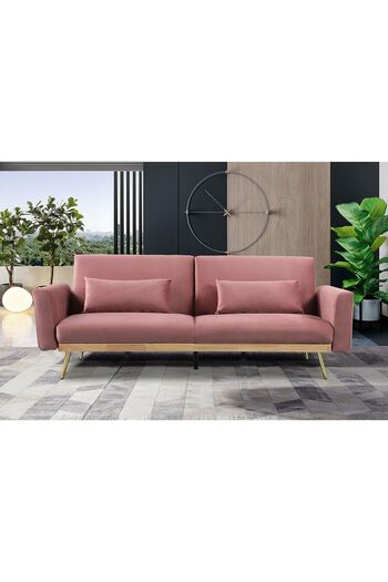 Danube Home Flare 2 Seater Fabric Sofa Bed - Dusty Pink L187xW77xH77cm