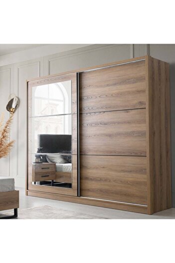 Danube Home Norden Sliding Wardrobe - African Walnut L220xW60xH210cm