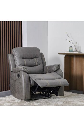 Danube Home Adric 1 Seater Airleather Manual Recliner - Dark Grey L85.09xW98xH104cm