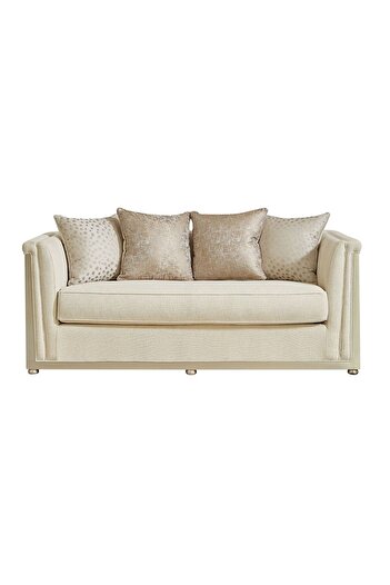 Danube Home Ungheni 2 Seater Fabric Sofa - Beige/Champagne Silver L190xW93xH80cm