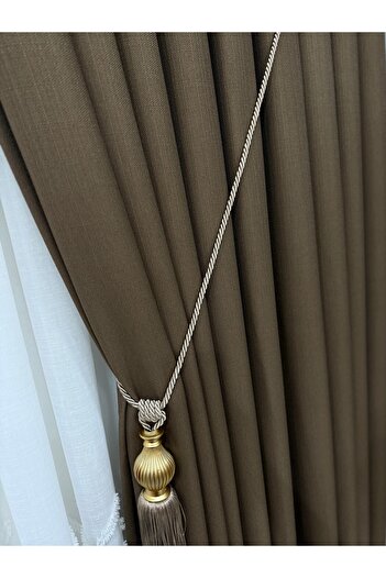Fon Dünyası Brown Background Curtain (Single Wing)