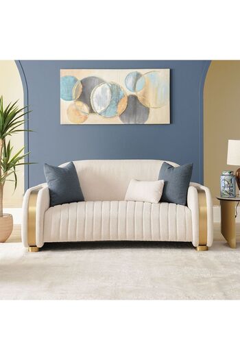 Danube Home Natsuda 2 Seater Fabric Sofa - Beige/Gold L182xW119xH85cm