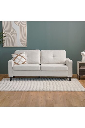 Danube Home Supreme 3 Seater Fabric Sofa - Cream L191xW80xH88cm
