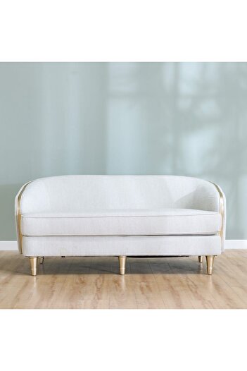 Danube Home Mercedez 2 Seater Fabric Sofa-Light Gray/Champange L184xW102xH82cm
