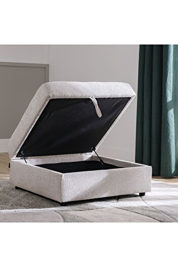 Danube Home Odum Square Ottoman with Storage - Grey/White - Stylish Seating & Furniture - 2-Year Warranty