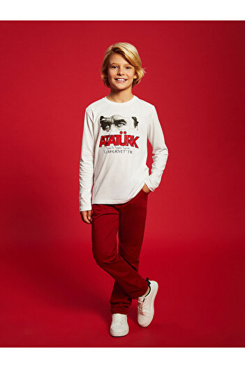 LC Waikiki Lcw Kids Red Boys' Trousers - Elastic Waist
