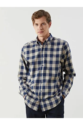 LC Waikiki Lcwaikiki Classic Regular Fit Long Sleeve Plaid Gabardine Men's Shirt (W5)