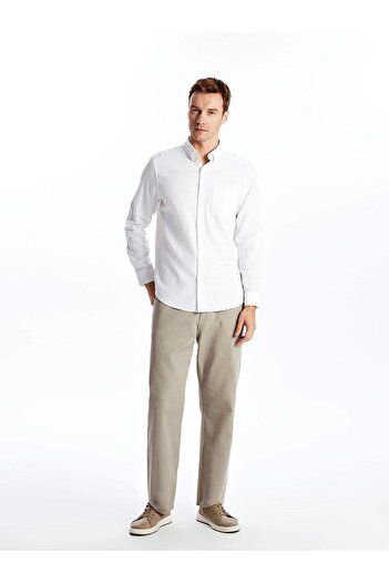 LC Waikiki Ανδρικό πουκάμισο LCWAIKIKI Classic Regular Fit με μακρυμάνικο λινό μείγμα (W5)