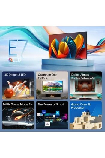 Hisense 100 Inch QLED, VIDAA U8, Smart TV, Dolby Atmos, 144Hz Game Mode Pro, Quantum Dot Colour, Bui