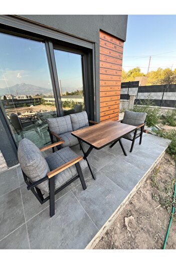Kırlenta DUMAN POFİ 2+1+1+MASA BALKON TAKIMI BAHÇE TAKIMI MASA SETİ BAHÇE MOBİLYASI BALKON SET