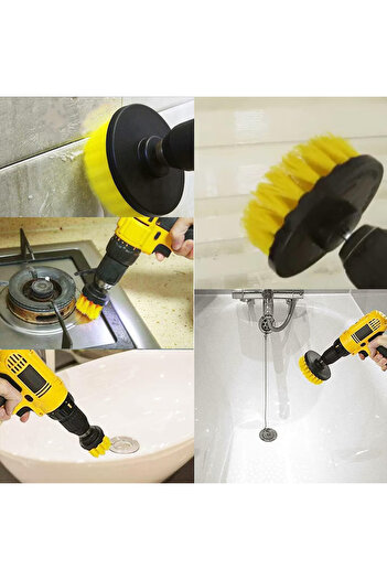 longziming Drill cleaning brush set, longziming, 3 brushes, 4" and 3.5", yellow