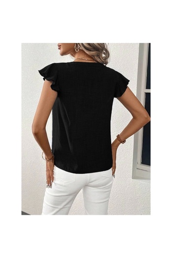 gl00my Women's Short Butterfly Sleeve V Neck Blouse