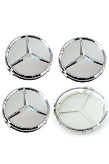 GREY Set 4 capace roti 75mm Mercedes Benz model STAR pentru jante aliaj