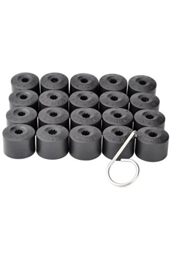BLACK Set 20 capace pentru piulițe de roată de 17 mm pentru jante Volkswagen + cheie metalică