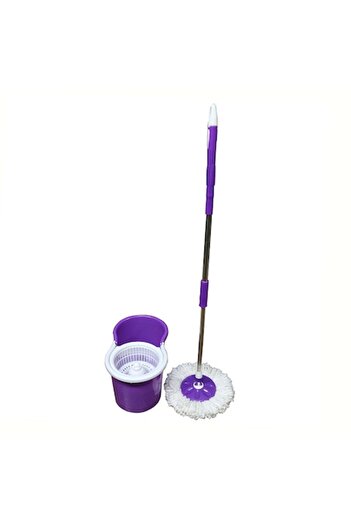 Universal Cleaning set with spinner bucket and 360° rotating mop, purple