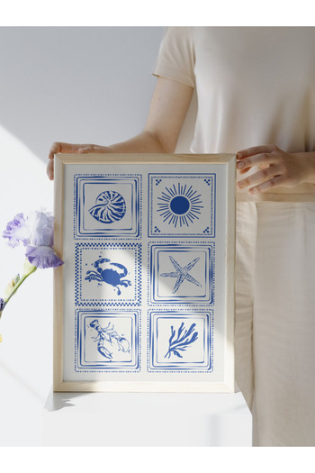 studio duha Sea Blues - Sea Themed Mediterranean Style Frameless Painting - Pinterest Poster