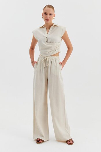 Nish&Chic Lace-up Elastic Waist Trousers
