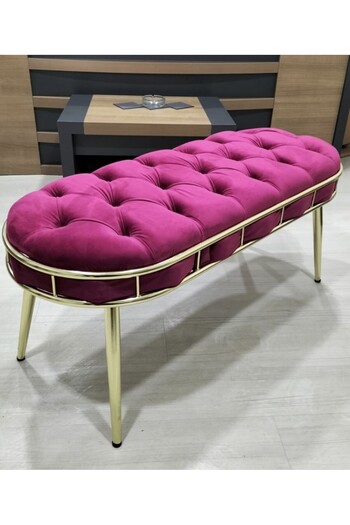 Casafun New Master bench, velvet fabric, gold metal legs, 105 cm x 45 cm x 45 cm