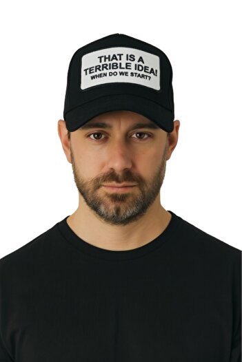 CosmoOutlet That Is a Terrible Idea! Written Adjustable Cap Model Black Men's Hat