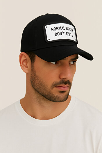 CosmoOutlet Normal Rules Don'T Apply Written Adjustable Cap Model Black Men's Hat