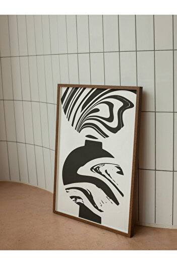 studio duha Vas Bauhaus - Poster modern alb-negru abstract - Pictură minimalistă fără rame în forme organice