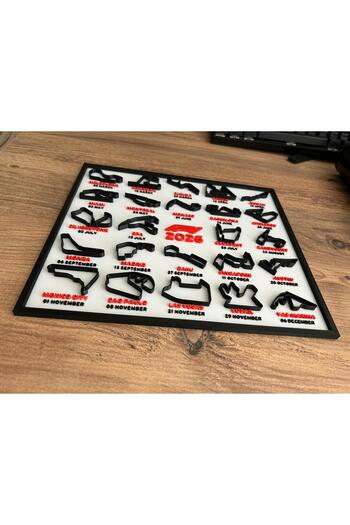 WELLCUT Formula 1 2026 Calendar – 3D Track Table (22X25 cm) |   Desktop Stand & Wall Hanging Frame