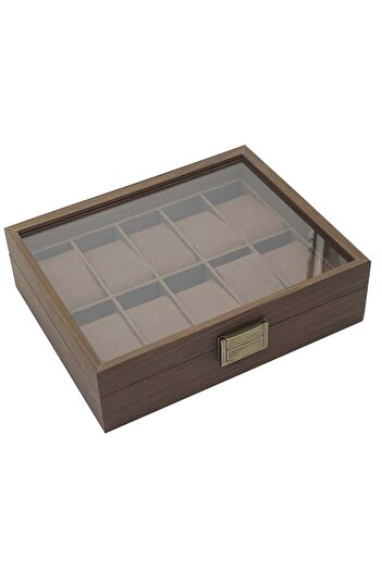 PUFO Elegant wooden box for storing and organizing 10 watches, Elite model, brown