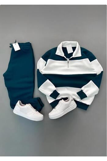 NewCabin New Season (Premium) Three Thread Polo Collar Half Zipper Sweatshirt - Sweatpants Double Set Combination