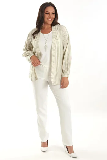 Metpoint Trend42Plus Large Size Striped Oversize Green Jacket