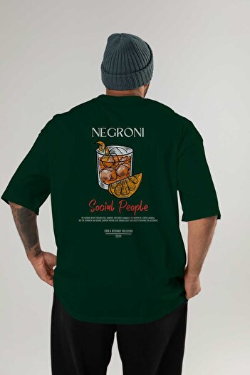 Ankhises Negroni Cocktail Printed Oversize T-shirt Ανδρικό Γυναικείο 100% βαμβακερό μπλουζάκι με λαιμόκοψη