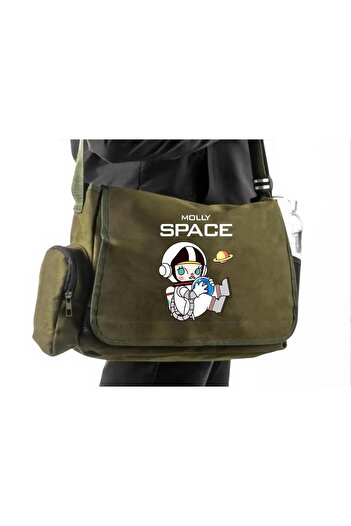 DEEFWEAR Khaki Cute Molly Space Printed Back to School Messenger Bag