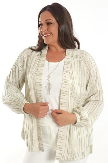 Metpoint Trend42Plus Large Size Striped Oversize Green Jacket