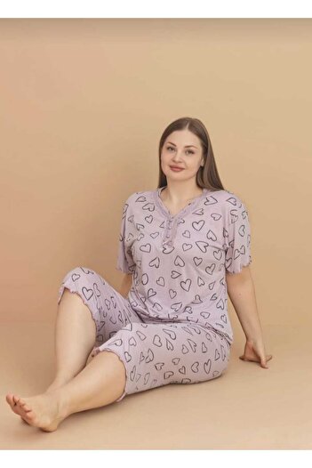 Eyfuze Women's Plus Size Short Sleeve Capri Bamboo Pajama Set
